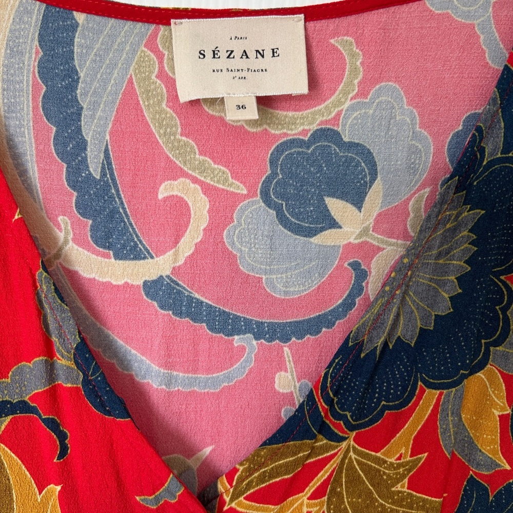 Sezane Vic Dress Midi Milanese Flower Print - Picture 5 of 10